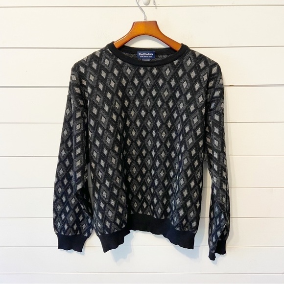 Paul Fredrick | 100% Fine Merino Wool Geometric Crewneck Sweater Size XL - Picture 1 of 6